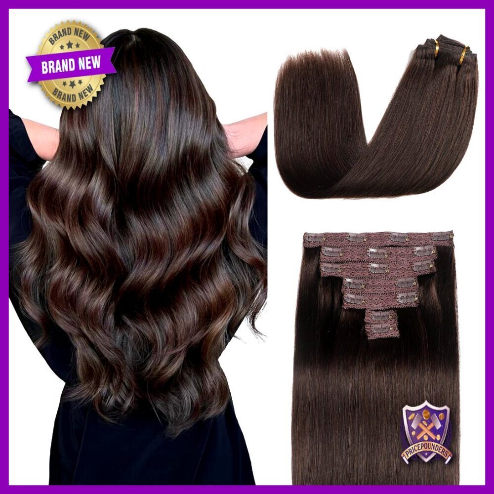 Clip in Hair Extensions Real Human Hair Straight Soft Premium 7PCS Double Weft